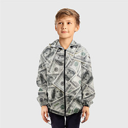 Ветровка с капюшоном детская Dollars money, цвет: 3D-черный — фото 2