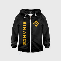 Ветровка с капюшоном детская БИНАНС ЛОГО КАРБОН BINANCE LOGO, цвет: 3D-белый