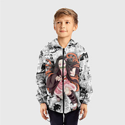 Ветровка с капюшоном детская Незуко Камадо на манге, цвет: 3D-черный — фото 2