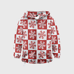 Ветровка с капюшоном детская Шахматные Снежинки, цвет: 3D-белый