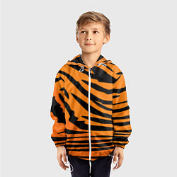 Ветровка с капюшоном детская Шкура шерсть тигра, цвет: 3D-белый — фото 2