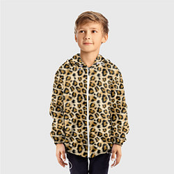 Ветровка с капюшоном детская Пятна Дикого Леопарда, цвет: 3D-белый — фото 2