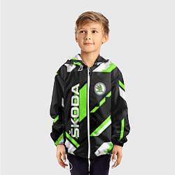 Ветровка с капюшоном детская ШКОДА ГЕОМЕТРИЯ ЛИНИИ SKODA GEOMETRY SPORT, цвет: 3D-белый — фото 2