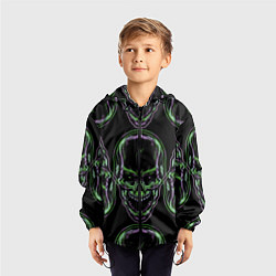 Ветровка с капюшоном детская Skulls vanguard pattern 2077, цвет: 3D-черный — фото 2