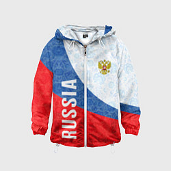 Ветровка с капюшоном детская RUSSIA SPORT STYLE РОССИЯ СПОРТИВНЫЙ СТИЛЬ, цвет: 3D-белый