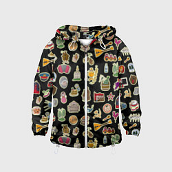 Ветровка с капюшоном детская Россия и СССР паттерн, цвет: 3D-белый