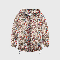 Ветровка с капюшоном детская Россия паттерн светлый, цвет: 3D-черный