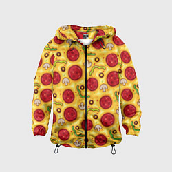 Ветровка с капюшоном детская Pizza salami, цвет: 3D-черный