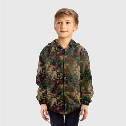 Ветровка с капюшоном детская Военный Камуфляж Military, цвет: 3D-черный — фото 2