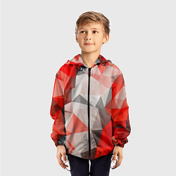 Ветровка с капюшоном детская Красно-серая геометрия, цвет: 3D-черный — фото 2