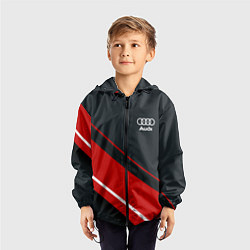 Ветровка с капюшоном детская Audi sport red, цвет: 3D-черный — фото 2