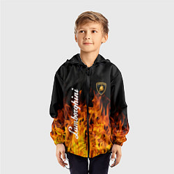 Ветровка с капюшоном детская Lamborghini пламя огня, цвет: 3D-черный — фото 2