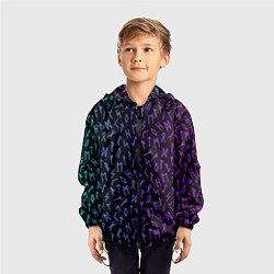 Ветровка с капюшоном детская Рунический алфавит Neon pattern, цвет: 3D-черный — фото 2