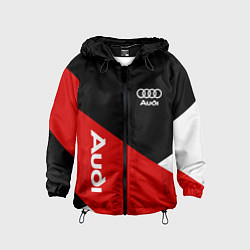 Ветровка с капюшоном детская Audi Ауди Черный Красный Белый, цвет: 3D-черный