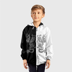 Ветровка с капюшоном детская Double Dragon Дракон Чб, цвет: 3D-белый — фото 2