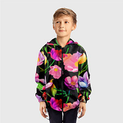 Ветровка с капюшоном детская Цветочный узор Floral pattern, цвет: 3D-черный — фото 2