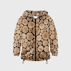 Ветровка с капюшоном детская Спил дерева, цвет: 3D-черный