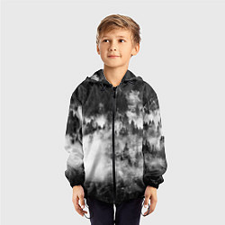 Ветровка с капюшоном детская Мрачный лес - туман, цвет: 3D-черный — фото 2