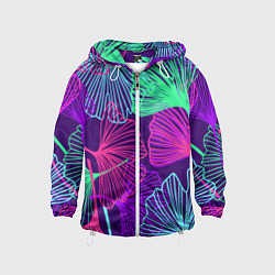 Ветровка с капюшоном детская Neon color pattern Fashion 2023, цвет: 3D-белый