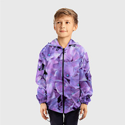 Ветровка с капюшоном детская Фиолетово-сиреневые цветы, цвет: 3D-черный — фото 2