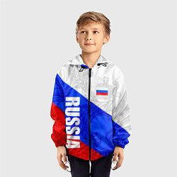 Ветровка с капюшоном детская RUSSIA - SPORTWEAR - ТРИКОЛОР, цвет: 3D-черный — фото 2