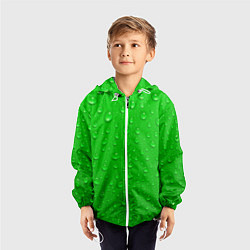 Ветровка с капюшоном детская Зеленый фон с росой, цвет: 3D-белый — фото 2