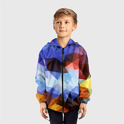 Ветровка с капюшоном детская Абстрактный цветной узор из треугольников Abstract, цвет: 3D-черный — фото 2