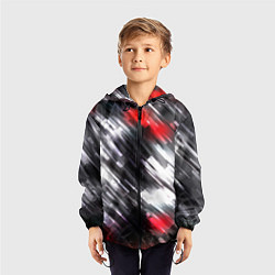 Ветровка с капюшоном детская NEON abstract pattern неоновая абстракция, цвет: 3D-черный — фото 2