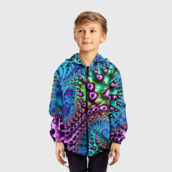 Ветровка с капюшоном детская Наикрутейший фрактальный паттерн Авангард The Cool, цвет: 3D-черный — фото 2