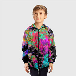 Ветровка с капюшоном детская Сюрреалистическая фрактальная композиция Мода Surr, цвет: 3D-черный — фото 2