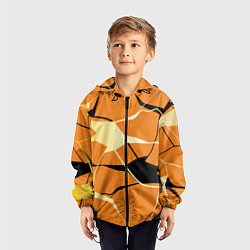 Ветровка с капюшоном детская Абстрактные полосы на оранжевом фоне, цвет: 3D-черный — фото 2