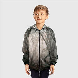 Ветровка с капюшоном детская Лес Туман, цвет: 3D-черный — фото 2