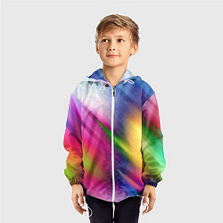 Ветровка с капюшоном детская Абстрактный разноцветный текстурированный фон, цвет: 3D-белый — фото 2
