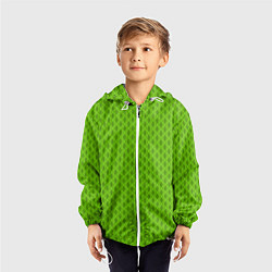 Ветровка с капюшоном детская Зеленые ячейки текстура, цвет: 3D-белый — фото 2