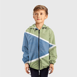Ветровка с капюшоном детская Абстрактная геометрическая компиляция - Зелёный, цвет: 3D-черный — фото 2