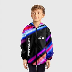 Ветровка с капюшоном детская Chevrolet speed lights, цвет: 3D-черный — фото 2