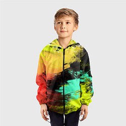 Ветровка с капюшоном детская Яркий красочный гранж, цвет: 3D-черный — фото 2