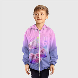 Ветровка с капюшоном детская BTS красивые бабочки, цвет: 3D-белый — фото 2