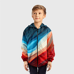 Ветровка с капюшоном детская Неоновые яркие волны, цвет: 3D-черный — фото 2