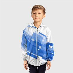 Ветровка с капюшоном детская Геометрия в синем, цвет: 3D-белый — фото 2