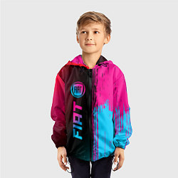 Ветровка с капюшоном детская Fiat - neon gradient: по-вертикали, цвет: 3D-черный — фото 2
