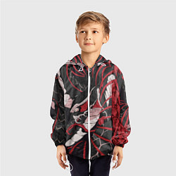 Ветровка с капюшоном детская Японская змея уроборос, цвет: 3D-белый — фото 2