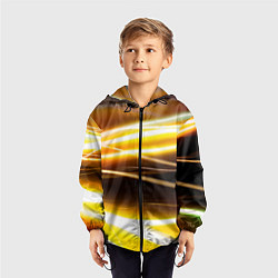 Ветровка с капюшоном детская Желтые неоновые полосы, цвет: 3D-черный — фото 2
