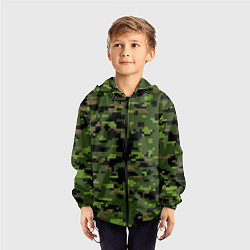 Ветровка с капюшоном детская Камуфляж лесной пиксель, цвет: 3D-черный — фото 2