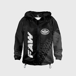 Ветровка с капюшоном детская FAW speed на темном фоне со следами шин: надпись,, цвет: 3D-черный