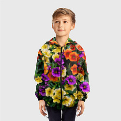 Ветровка с капюшоном детская Разноцветная петуния, цвет: 3D-черный — фото 2