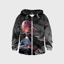 Ветровка с капюшоном детская Демон контроля : Человек бензопила, цвет: 3D-белый