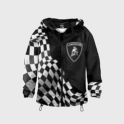 Ветровка с капюшоном детская Lamborghini racing flag, цвет: 3D-черный