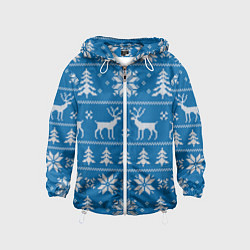 Детская ветровка Рождественский синий свитер с оленями