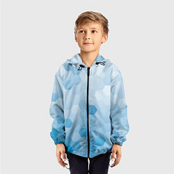 Ветровка с капюшоном детская Светло-синяя текстура-паттерн, цвет: 3D-черный — фото 2